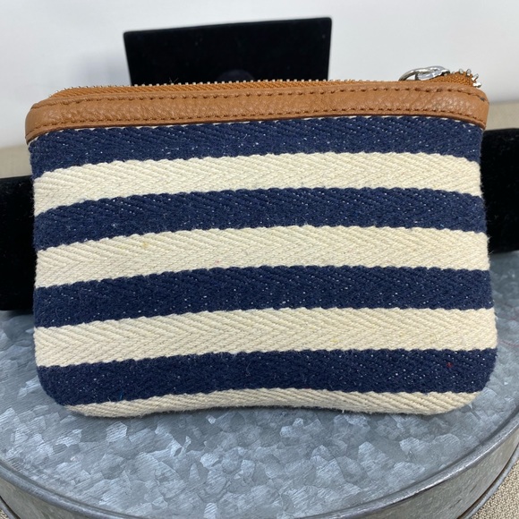 BRIGHTON BLUE/WHITE NAUTICAL STRIPE ZIP POUCH - Picture 2 of 9
